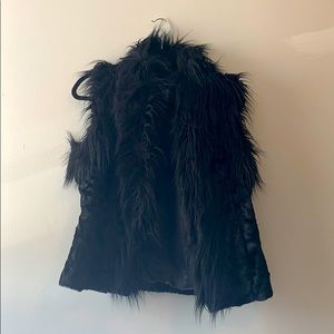 Black faux fur vest